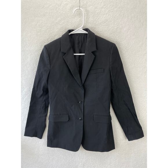 Helmut Lang Black Blazer Coat Women’s Size 2 Wool Blend Tailored‎ Jacket - Picture 1 of 9